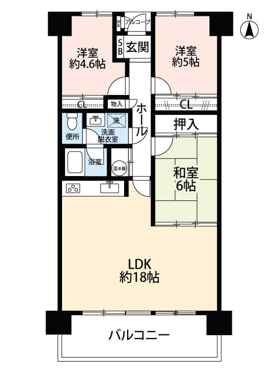 和室が１部屋ついた３ＬＤＫです。